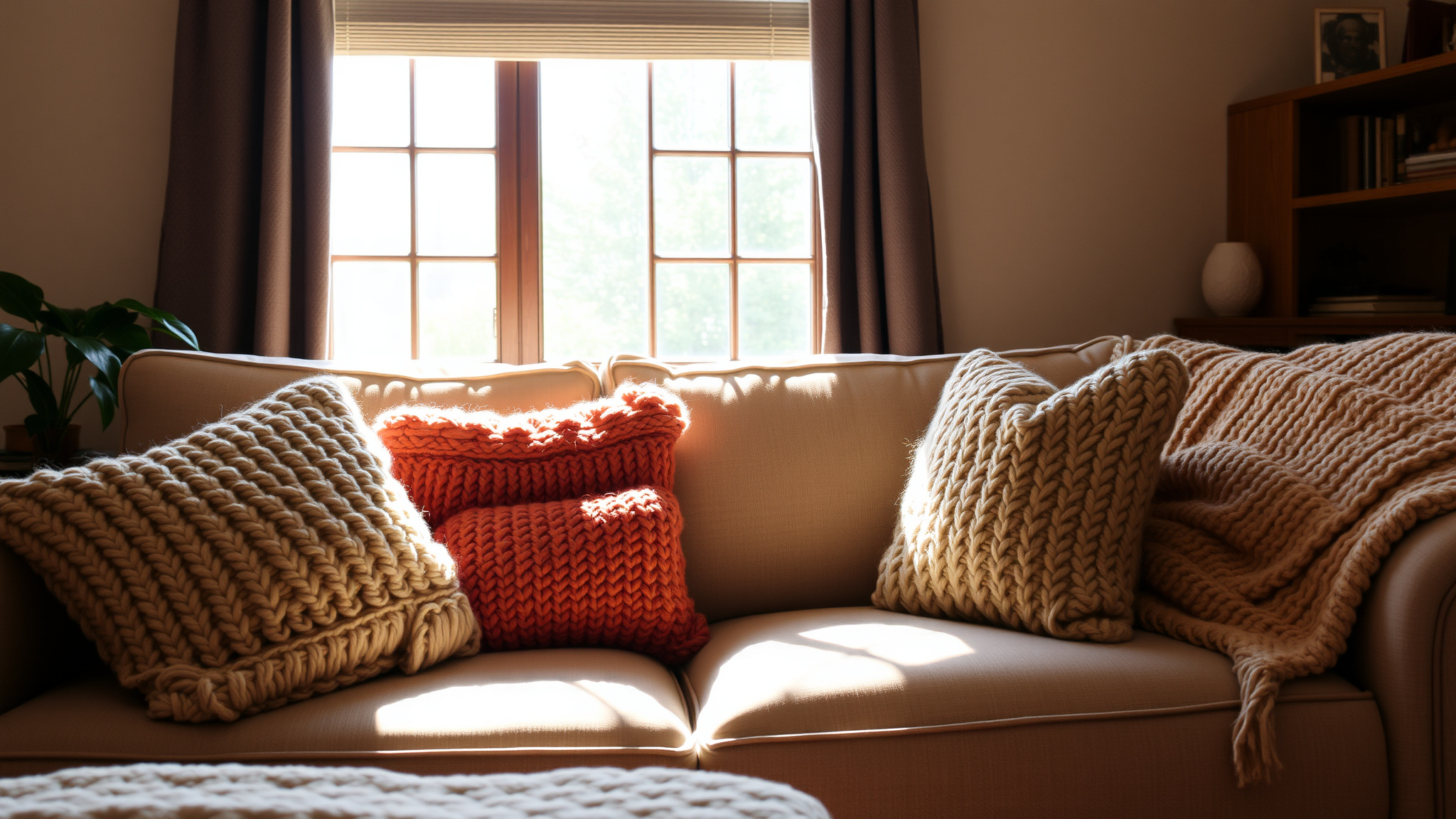 2. Chunky Knit Pillows