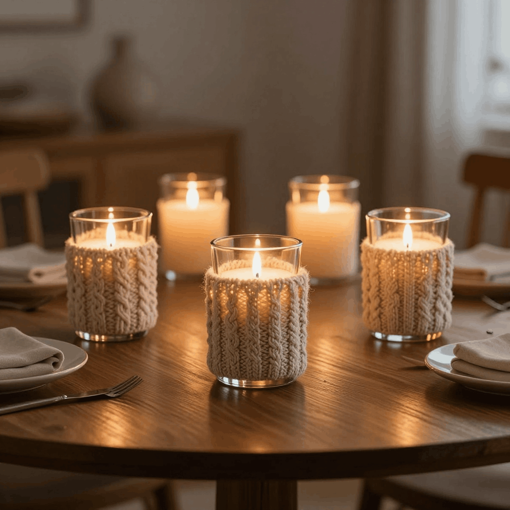 Cable Knit Candle Sleeves