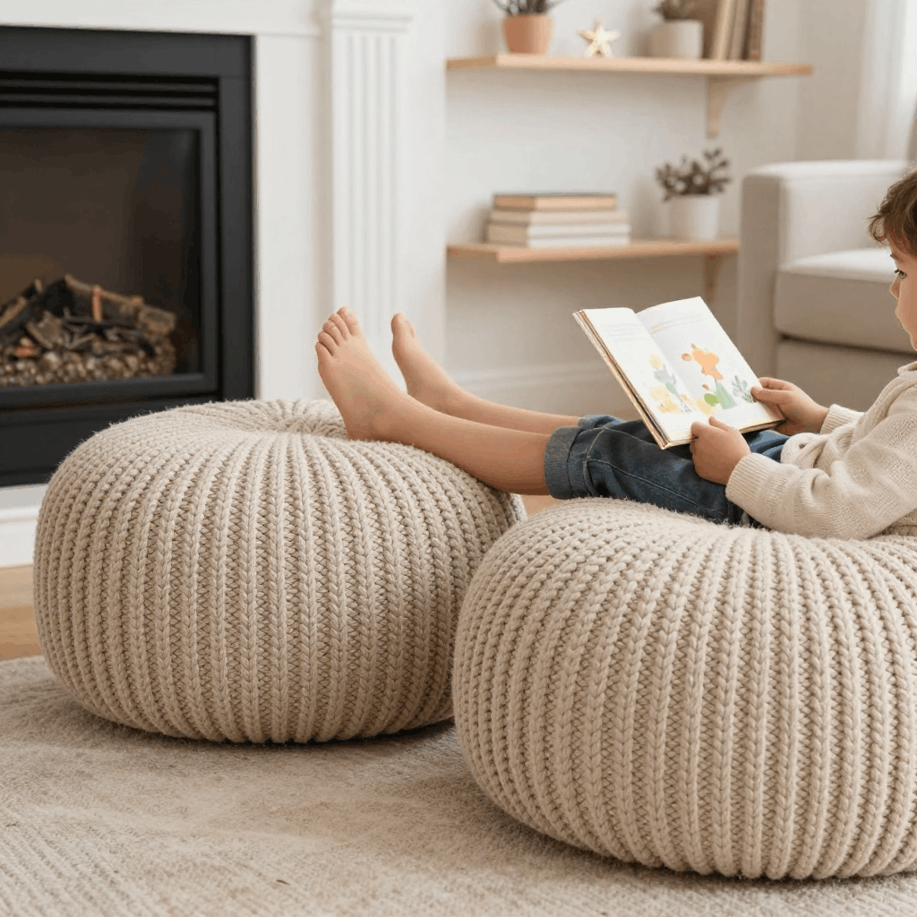 Chunky Knit Poufs