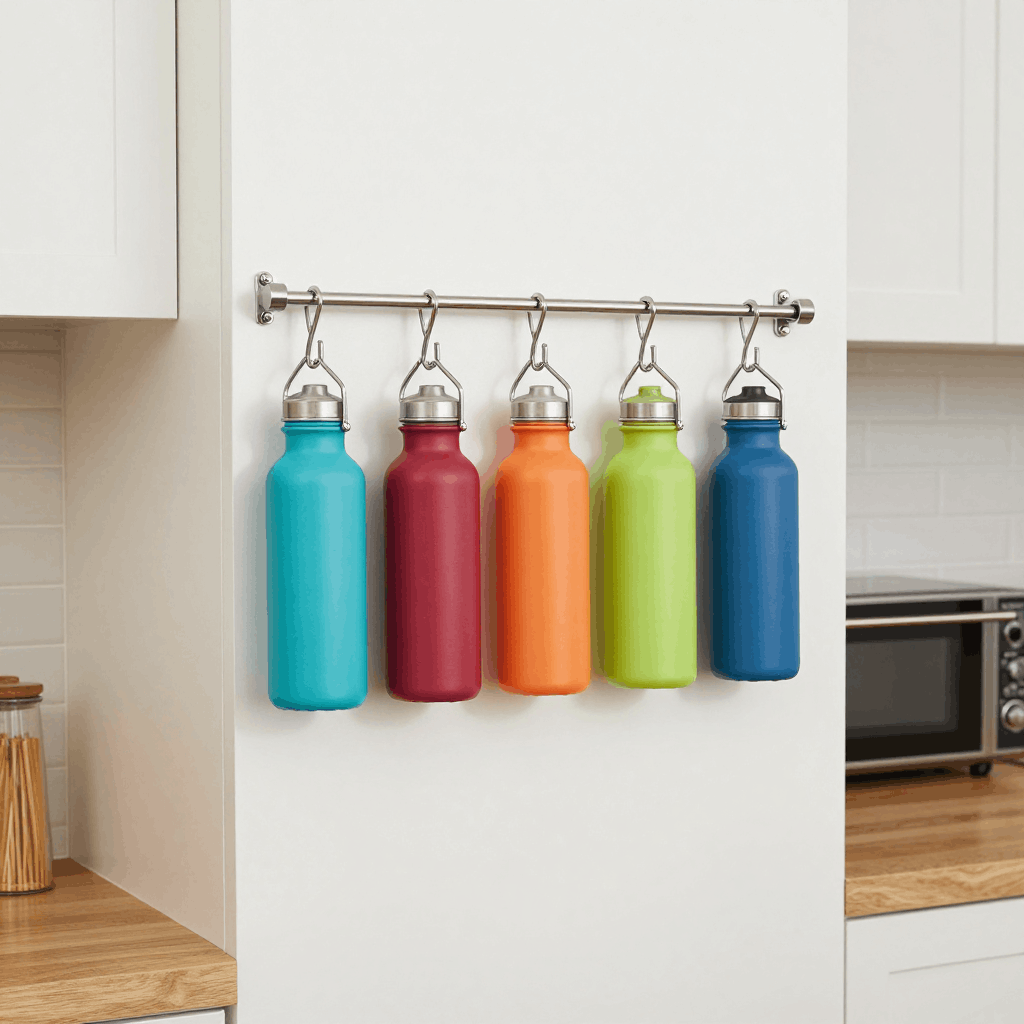 Curtain Rod Bottle Holders