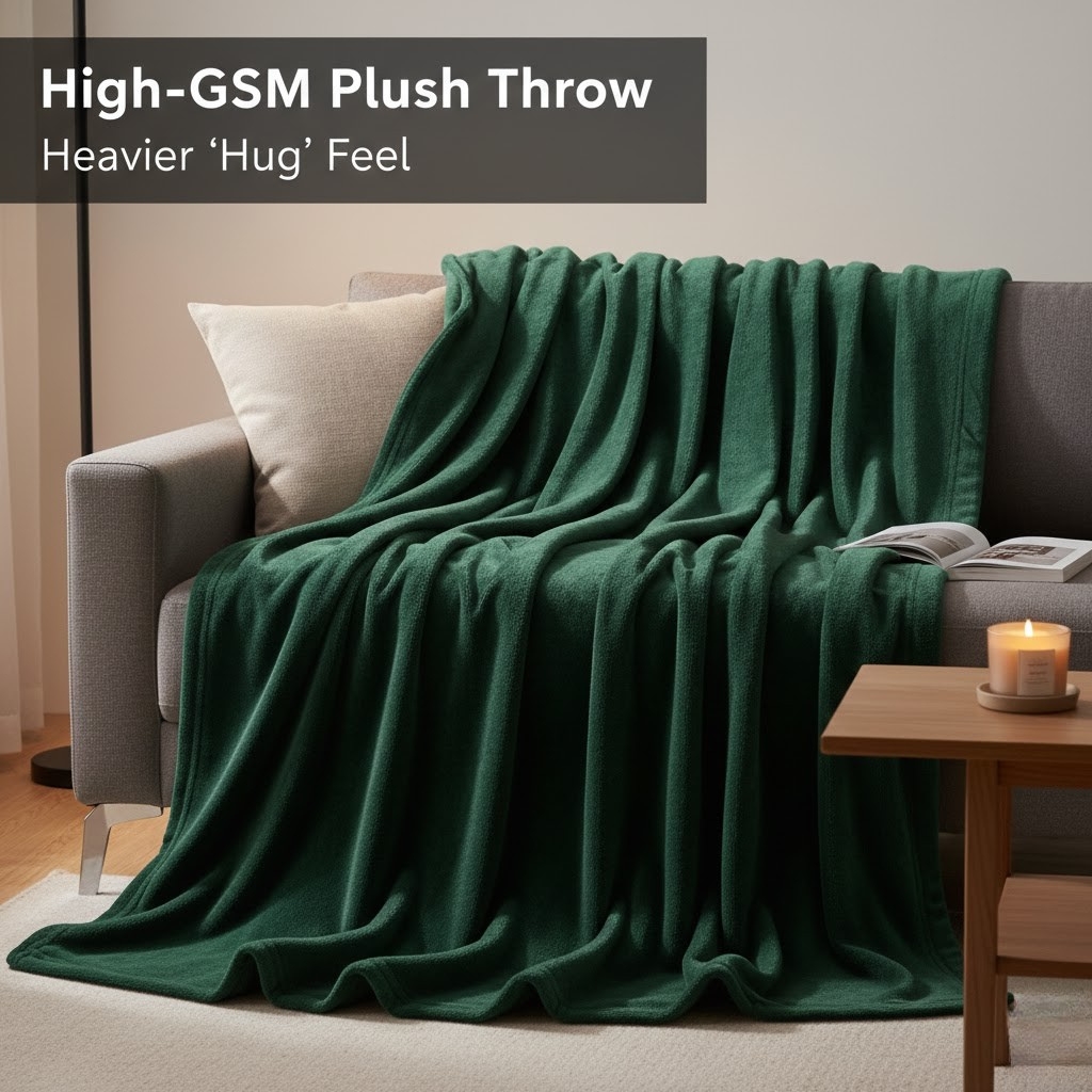 High-GSM Plush Throw (Heavier “Hug” Feel)