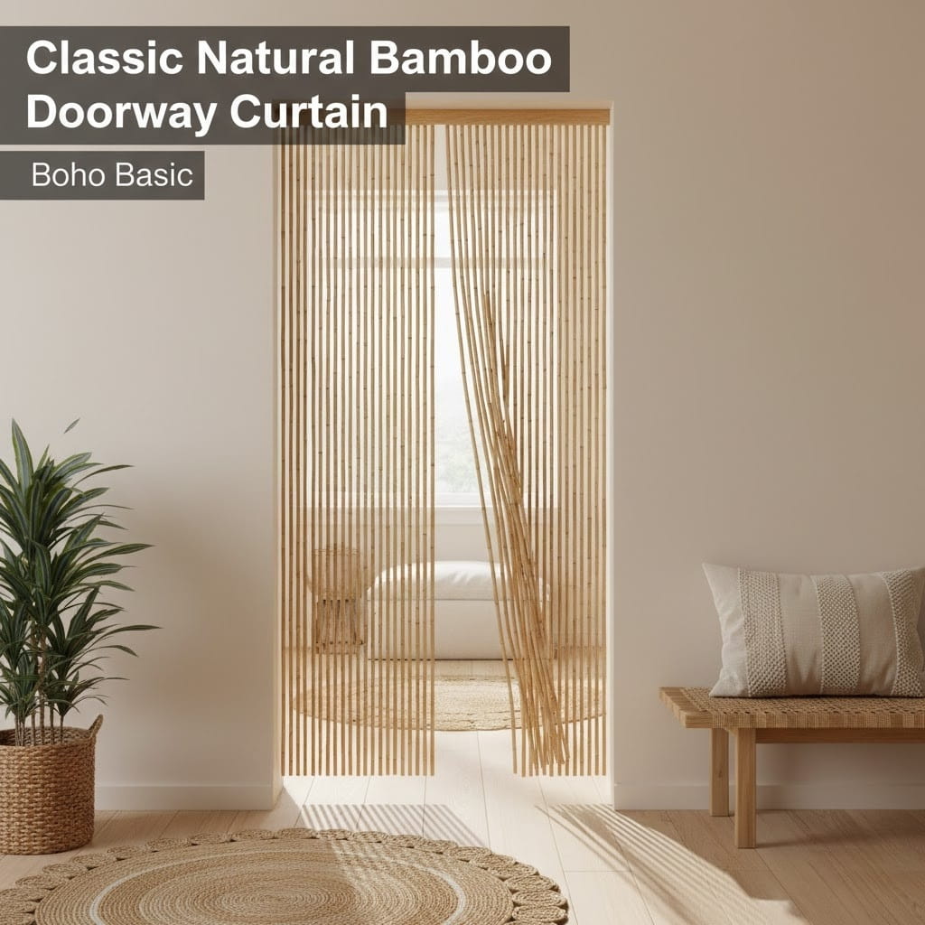 Classic natural bamboo doorway curtain (Boho basic)