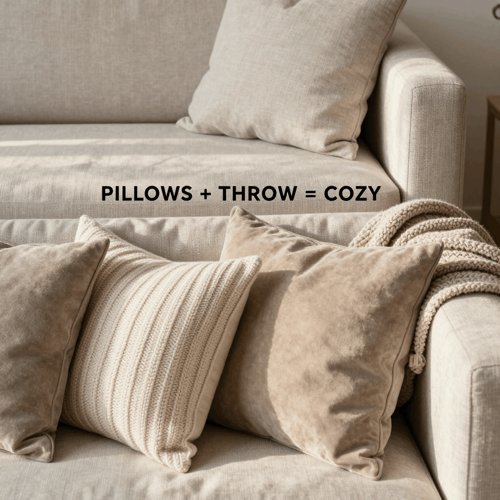 Add texture with pillows and throws