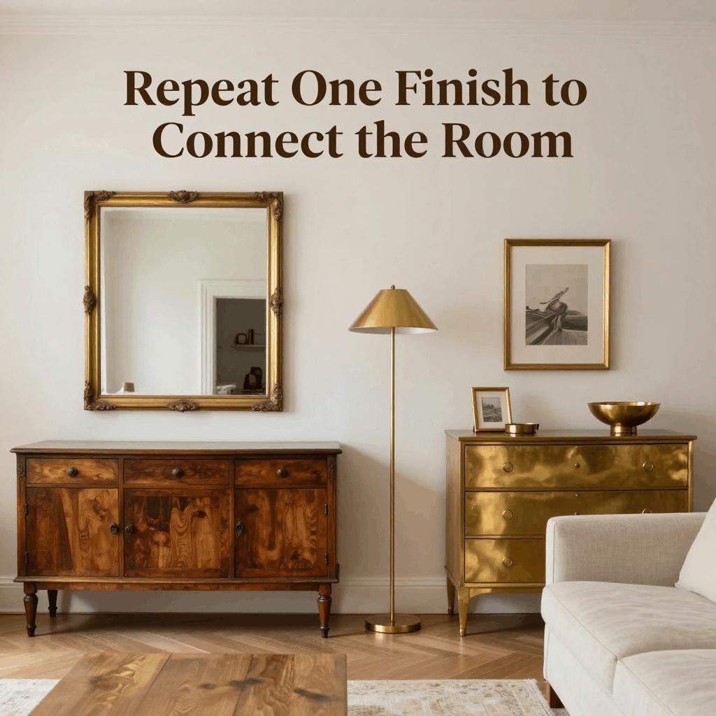 Repeat one finish to “connect” the room